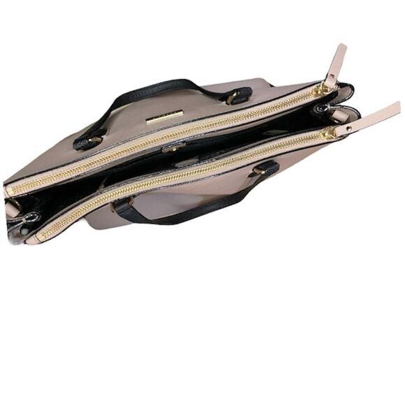 Kate Spade Leighann Saffiano Leather Satchel Almond Black - Picture 11 of 13